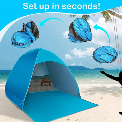 Popup-strandtält för 2 personer – UV-skyddande strandtält med snabb uppsättning